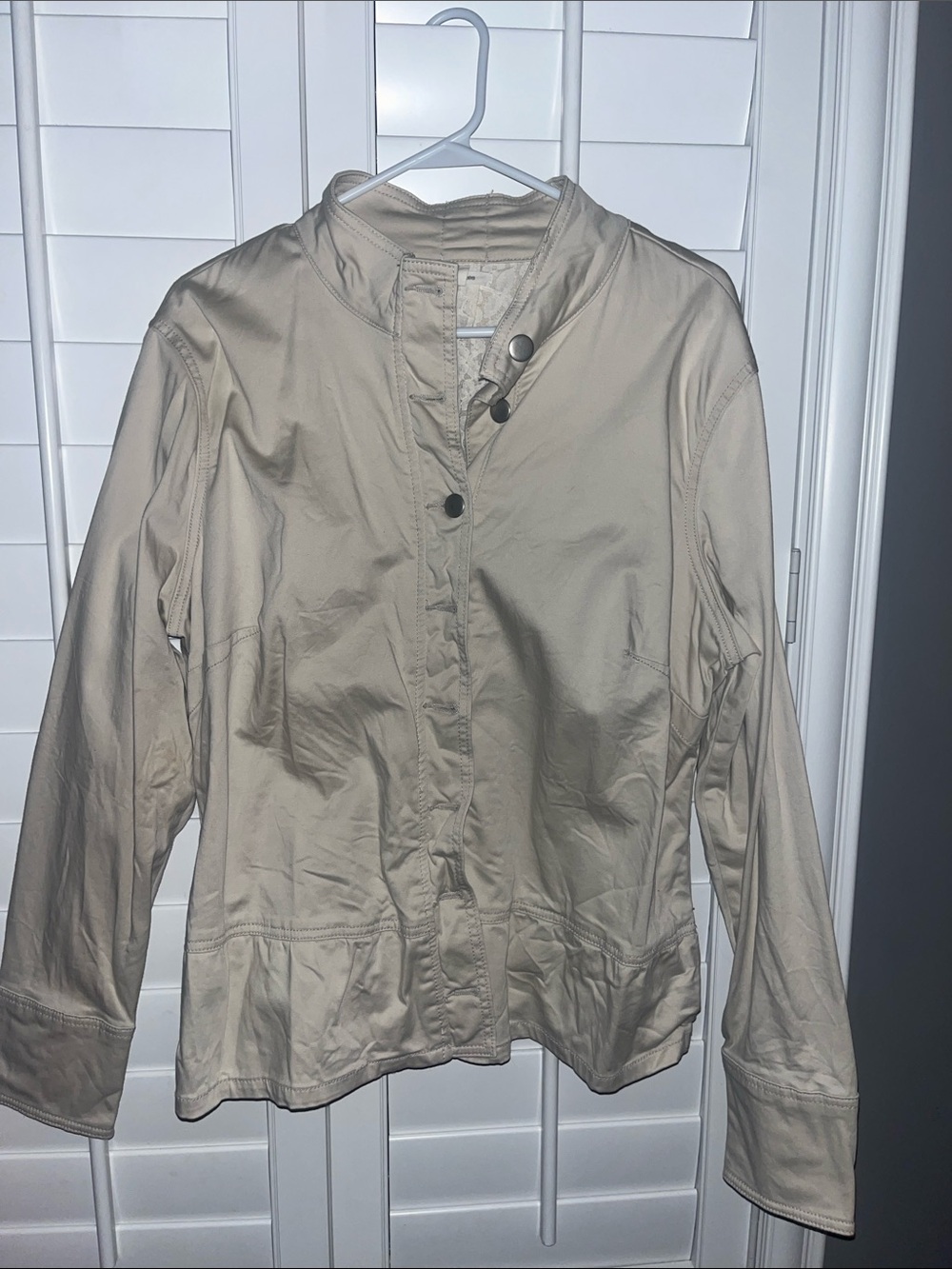 Maurices Beige Utility Jacket with Snap Buttons